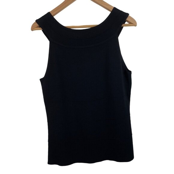 Cable & Gauge Womens Size Medium Black Sleeveless Ribbed Knit Top - Picture 2 of 7